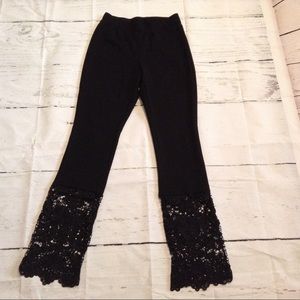 Venus black stretch pants with lace bottoms